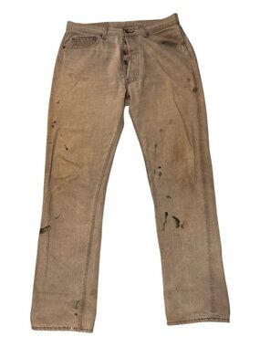 Distressed Straight-Leg Gray Workwear Jeans
